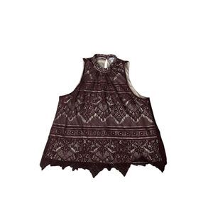 LC Lauren Conrad Women's XL Red Lace Halter Camisole Tank Top